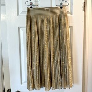Sam Edelman Gold Pleated MIDI Skirt Pull On Russian Romance size M